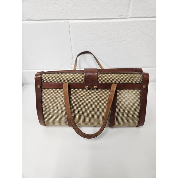 Rare Vintage Designer John Romain Leather Tweed Handbag 60s, 70s, In Brown/Beige - Picture 3 of 16